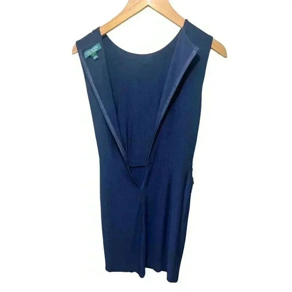 Lauren Ralph Lauren Size 6 Sheath Dress Navy Twist Front Sleeveless MSRP $135 - Picture 8 of 12